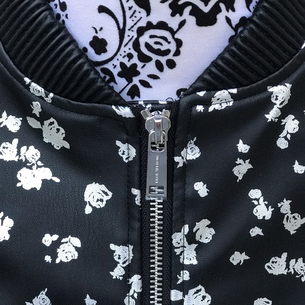 Michael Kors Jacket Black Silver Roses🌹W AUTHENT - Picture 7 of 8